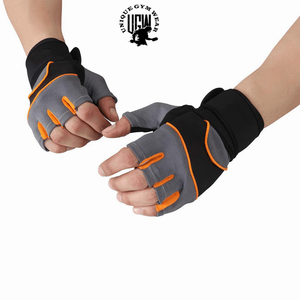 UNIQUE GYM WEAR High Quality Hot Selling Custom Logo Leather Fitness Gym Gloves <b>Wraps</b> Adjustable Wrist Strap Weight Lifting - Product Image 5