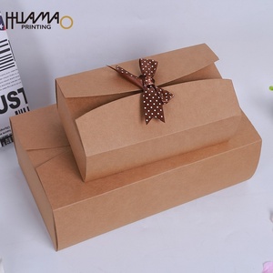 Boîtes cadeaux en papier kraft brun HUAMAO avec nœud en satin, emballage pliable écologique pour mariage, fête prénuptiale, cadeaux d'anniversaire - Product Image 4