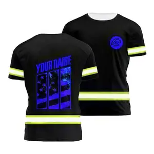 Sublimação Hi Vis Reflective Shirt: Segurança Em Torno Do Pescoço Manga Longa Segurança T-shirt, alta Visibilidade Reflective Vestuário Segurança