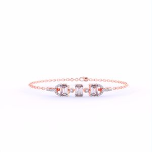 Pulsera de diamantes de oro de corte esmeralda de calidad superior con diamantes cultivados en laboratorio, pulsera de Joyería de diamantes de oro fino para niñas y mujeres - Product Image 2