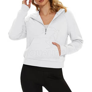Las sudaderas con capucha de media cremallera para mujer al aire libre más vendidas, ropa de calle de moda con capucha para otoño, tela de punto - Product Image 1