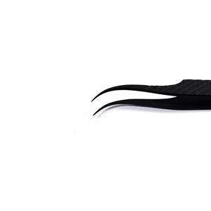 Caja de tarjeta de etiqueta privada, pinzas de extensión de pestañas con logotipo personalizado con mango de corte de diamante curvo fuerte, acabado negro de acero inoxidable - Product Image 4