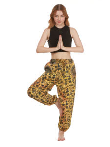 Pantalon sarouel en rayonne taille libre pour femmes confortable imprimé Boho Satin élastique Logo Joggers respirant plat Baggy pantalon d'hiver - Product Image 6