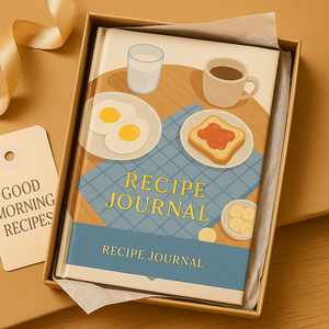 LABON Journal <span class=keywords><strong>de</strong></span> recettes du petit déjeuner Cahier <span class=keywords><strong>de</strong></span> recettes en feuille d'or à couverture rigide avec des œufs grillés Banane Café et lait - Product Image 6