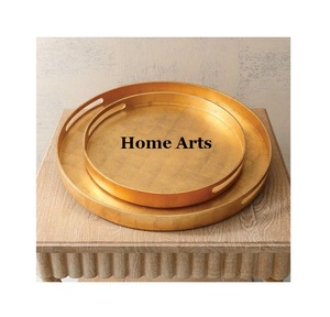 Lot de 3 plateaux de service à thé et café en aluminium couleur argent de forme ronde à dessert au prix le plus bas - Product Image 3