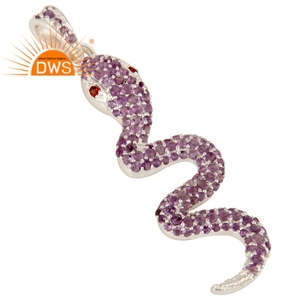 Último diseño 925 plata esterlina amatista natural y granate colgante de piedras preciosas joyería personalizada para mujer regalo para ella - Product Image 2