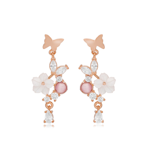 Collection d'été : Boucles d'oreilles longues à motif papillon, pierre marquise, fabrication artisanale turque, vente en gros, bijoux en argent sterling 925 - Product Image 6