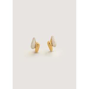 Fine <b>Cuff</b> Huggie <b>Earrings</b> Pav Wrap Around Style - Product Image 4