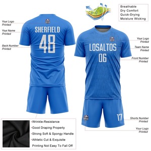 Personalizado Tie Dye Blanco-Azul Claro Sublimación Fútbol Uniforme Jersey Sublimación Personalizada Impresión Digital Adultos Niños Uniformes - Product Image 3