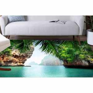 พรมลายวิวทะเลเขตร้อน: พรมปูพื้นลายทิวทัศน์ชายฝั่ง พรมพิมพ์ลาย พรมนุ่มแบบไม่ทอ - Product Image 3