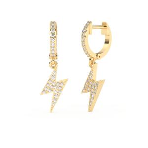 Pendientes llamativos modernos de lujo con diamante colgante, piedra principal de circón de oro rosa y blanco para aniversarios y fiestas para hombres y mujeres - Product Image 3
