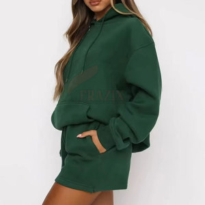 Ensemble sweat-shirt et short pour femme, tenue élégante au quotidien, ensemble sweat-shirt et short deux pièces pour femme, look décontracté d'été - Product Image 2