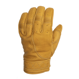 Goldtop Golden Yellow Leather Short Classic Guantes de motocicleta Motocicleta Auto Racing Wear Guantes de cuero genuino para hombres - Product Image 3