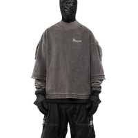 Nouveauté T-shirt à manches longues double couche de haute qualité 100% coton lourd col rond surdimensionné séchage rapide pour homme