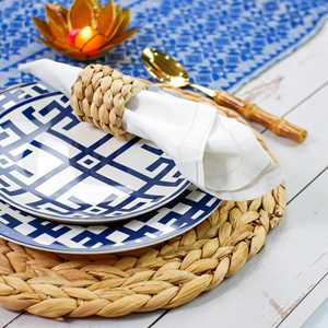 Servilletero moderno de lujo a precio barato, venta al por mayor, anillos tejidos a mano de jacinto de agua para servilletas - Product Image 2