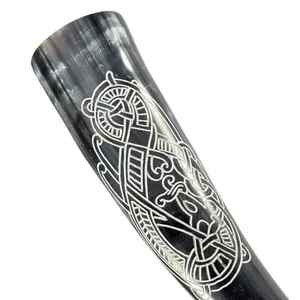 Chope de bière de buffle Viking naturelle personnalisée sculptée corne à boire style animal poli - Product Image 3