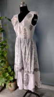 Vestido Midi Informal y Profesional para Mujer, de Algodón con Estampado Floral, Cuello en V, Sin Mangas, con Bolsillos Laterales, Cómodo, Transpirable y Ecológico
