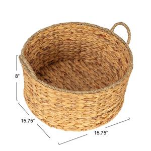 Panier rond en jacinthe d'eau et en herbe de mer tissé à la main avec poignées, panier de rangement fait à la main, vente en gros, écologique, fabriqué au Vietnam - Product Image 3