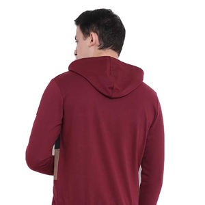 Taille européenne hommes 100% coton sweat été mince à manches longues à capuche pour Fitness Sports loisirs course entraînement GYM doublé - Product Image 4