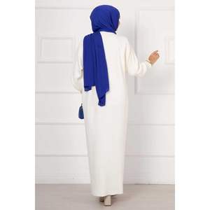 Robe T-shirt à manches ballon, écru, motif régulier, coupe standard, fabriquée en Turquie - Product Image 3