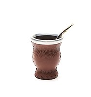 Ensemble Maté en Cuir et Verre Tasse Maté / Tasse Maté en Bois Premium Avec Paille en Argent Allemand / Tasse Maté Argentine Personnalisée