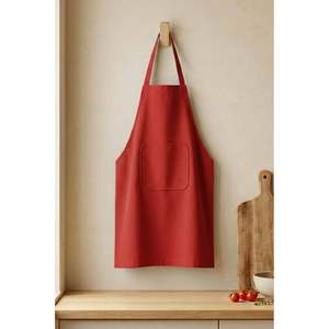 Be-28474-Rd Delantal de Cocina Liso 100% Algodón 75*85 Cm Rojo - ROJO - Product Image 1