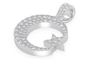 จี้ห้อยคอผู้ชายชุบทองคำขาว 10 กะรัต ประดับโมอิสซาไนต์ทรงพระจันทร์เสี้ยวและดาว สไตล์ฮิปฮอป ดีไซน์ทันสมัย - Product Image 4