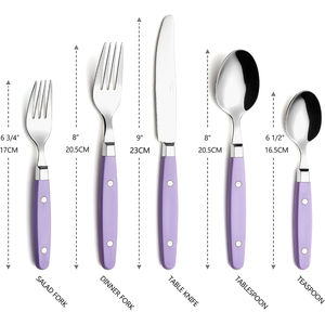 Set of 5 Stainless Steel <b>Flatware</b> Cutlery Purple Bone Handles Stylish Hotel Ware Restaurant Silverware Cutlery Premium Quality - Product Image 2