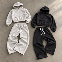 Ensemble de survêtement homme lourd et ample, comprenant un pantalon de jogging à jambes larges et un sweat à capuche zippé surdimensionné, personnalisable, pour fabricants