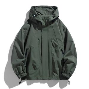<b>Men</b> <b>Jacket</b> Hooded Windbreaker Trench Coats Waterproof Black Bomber Camping Loose <b>Thin</b> Softshell - Product Image 2