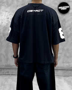 Maillot court réfléchissant noir personnalisé surdimensionné unisexe maillot col en V respirant rétro maille Y2K football Streetwear - Product Image 6