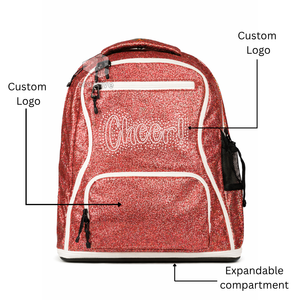 Mochila de animadora personalizada con brillantina de PU, mochila escolar brillante para niñas, mochila de práctica de animación con compartimento expandible - Product Image 5