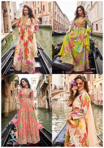 Robe Anarkali en Soie Chinon Lourde avec Impression Numérique et Broderie de Séquence, Robe de Soirée, Fournisseur Direct d'Usine - Product Image 6