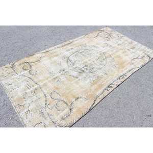 พรมตุรกีขนาด 4.5x8.5 ฟุต พรมวินเทจ พรมขนสัตว์สีเบจลายนามธรรม - Product Image 2