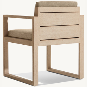 Chaise individuelle en teck robuste et durable pour l'extérieur, équipée d'un coussin en mousse souple pour s'asseoir. - Product Image 3