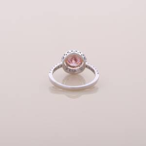 IGI Certified Pink Round Lab Grown Diamond Halo Engagement & Wedding Ring in <b>Solid</b> 925 Sterling <b>Silver</b> - Product Image 3