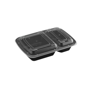 Contenants alimentaires rectangulaires ProTakeOut de 32 oz à 2 compartiments, résistants aux fuites d'huile, compatibles micro-ondes, avec couvercles, 150 ensembles (50/6), sans BPA - Product Image 1