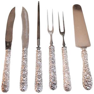 Ensemble de couverts élégants en acier inoxydable plaqué argent, 6 pièces, cadeau d'affaires personnalisé pour une fête, fabriqué en Inde - Product Image 1