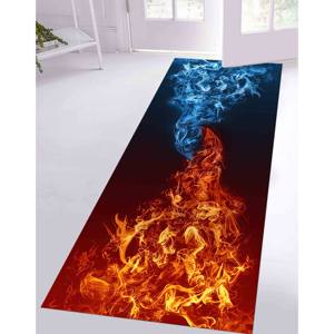 Alfombra de área con diseño de fuego y hielo: diseño abstracto de elementos de guerra, alfombra delgada no tejida - Product Image 4