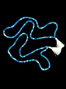 Collana di perle di Mala agata blu con perline di preghiera 108 fatte a mano con <span class=keywords><strong>pietre</strong></span> preziose per la <span class=keywords><strong>fertilità</strong></span> in pietra Chakra-regalo - Product Image 4