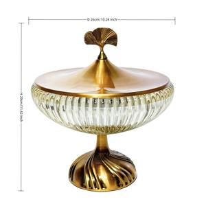 Bol décoratif en verre élégant avec support en métal, parfait pour la présentation de fruits sur la table, le comptoir de cuisine ou le service de chocolat, en provenance d'Inde - Product Image 4