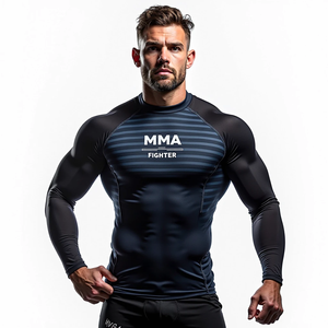 Protectores de erupción personalizados de alta calidad, venta al por mayor, ropa MMA sublimada para deportes de combate competitivos y entrenamientos de entrenamiento - Product Image 1