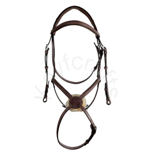 Brida de banda para la nariz con figura 8 elevada curtida vegetal con protección de piel de oveja tocado forrado de espuma y cierres de gancho para caballos - Product Image 2