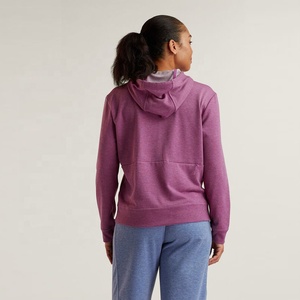 Sudadera con capucha y logotipo personalizado para mujer, ropa de calle bordada con capucha con cremallera cálida forrada para invierno, cordón liso - Product Image 5