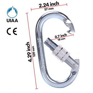 Mousqueton ovale en acier de résistance industrielle UIAA classé CE 25kN/5620LB à verrouillage hélicoïdal robuste pour cordes de gréement - Product Image 2