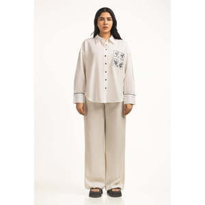 เสื้อเชิ้ตผ้าลินินทรงปกติสำหรับผู้หญิง WM-CS-SS24-097 ผ้าทอ - Product Image 4