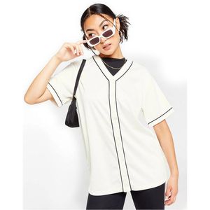 Camiseta de Béisbol Raglán Personalizada en Blanco, 100% Poliéster, con Botones, Antibacteriana, de Secado Rápido y Transpirable, Ronpex - Product Image 1