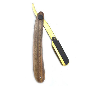 Maquinilla de afeitar profesional de una sola hoja con diseño dorado para hombres, mango de madera natural desechable para un afeitado perfecto y afeitado de Bikini - Product Image 2