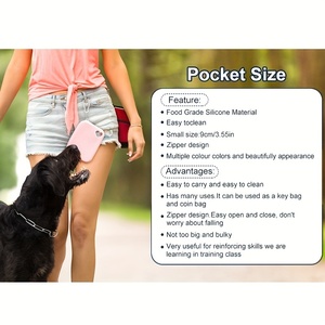 Mini sac à friandises pour chien en silicone, sac d'entraînement pour animaux de compagnie avec fermeture éclair, sac à friandises imperméable pour chiot, sac de promenade portable à porter à la taille - Product Image 3