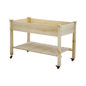 Lit de fleurs en bois Boîte à fleurs de jardin surélevée extérieure Lit de jardinière contemporain en bois avec pied - Product Image 2